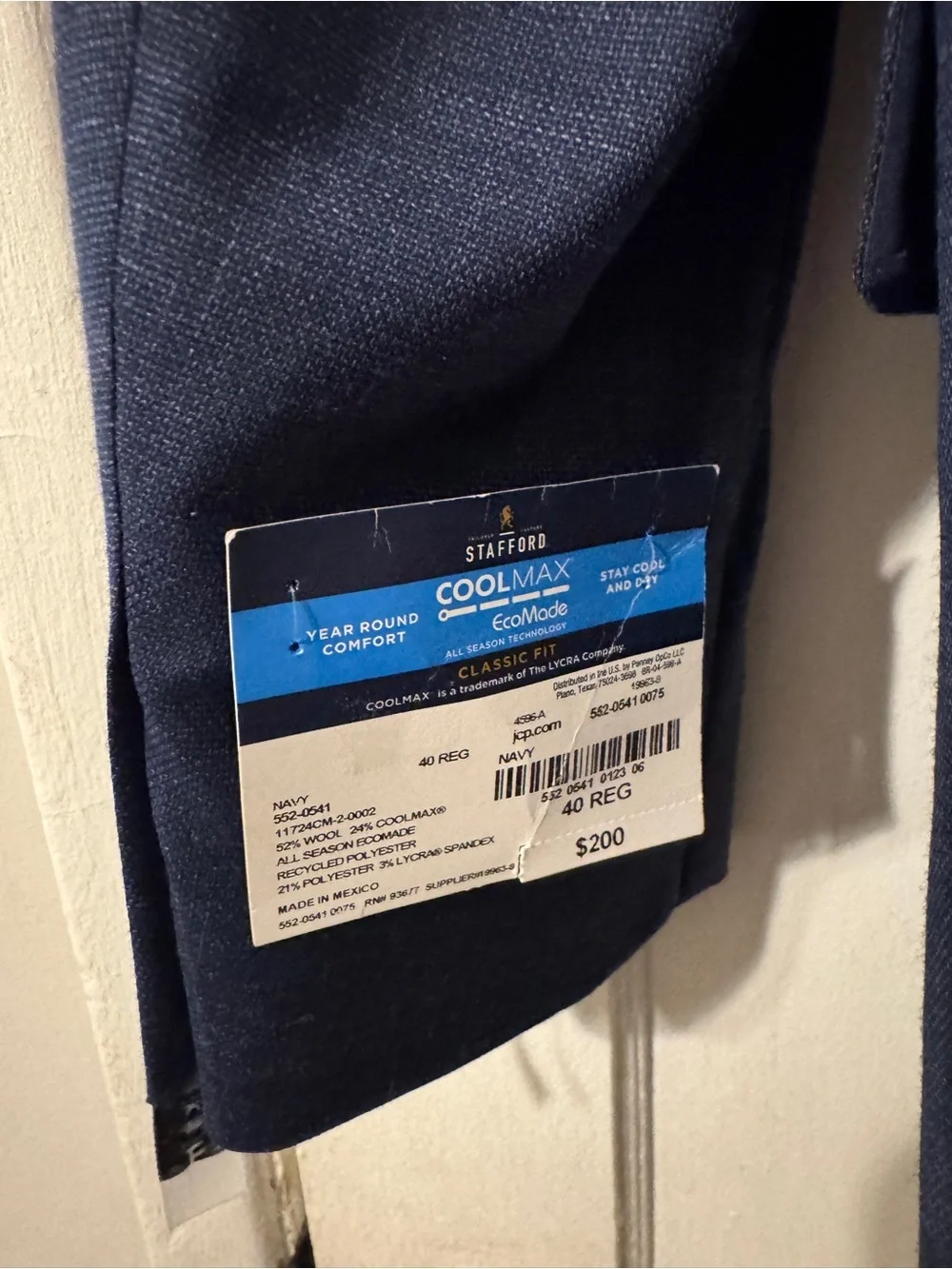 Stafford men suit jacket Sz 40 regular  retail $200